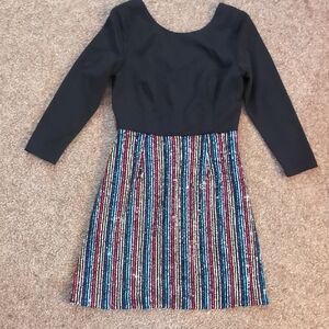 Sequin Bottom Black Midi Dress